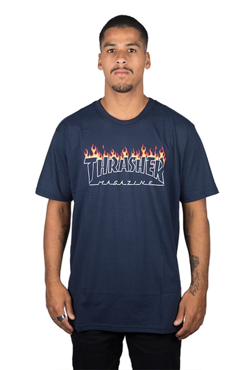 Camiseta Thrasher Scorched Azul/Branca