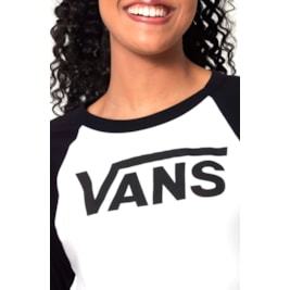 Camiseta Vans Feminina Flying v 3/4 Raglan Preto/Branco