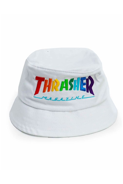 Chapeu Bucket Thrasher Rainbow Mag Branco/Color