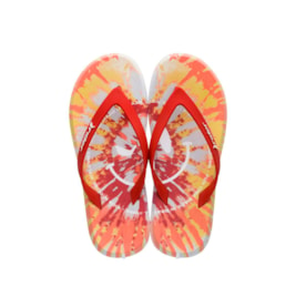 Chinelo Dedo Rider R1 Light Tie Dye Branco/Vermelho