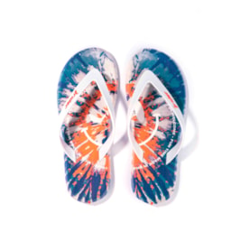 Chinelo Dedo Rider R1 Vibes Tie Dye Branco/Laranja