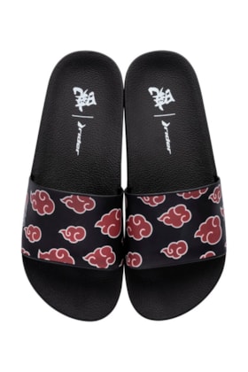 Chinelo Slide Rider Full 86 Naruto Akatsuki Preto/Vermelho