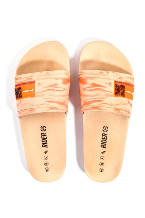 Chinelo Slide Rider R4 Bege/Laranja