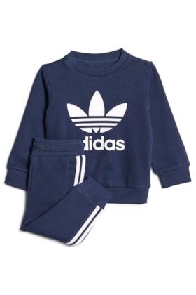 Conjunto Adidas Moletom Crew Unissex Azul Marinho