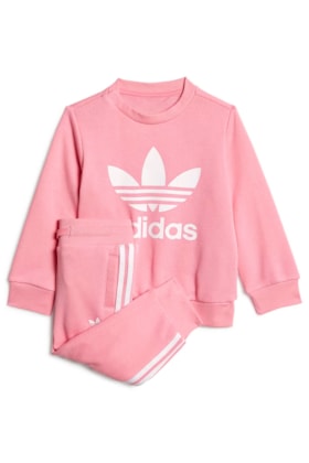 Conjunto Adidas Moletom Crew Unissex Rosa