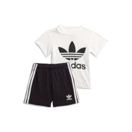 Conjunto Adidas Shorts Camiseta Trefoil Unissex Branco/Preto