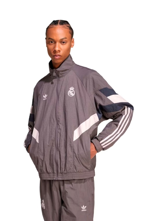 Jaqueta Adidas Real Madrid Originals Track Top Cinza/Branco