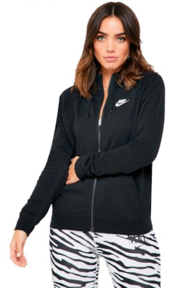 Jaqueta Moletom NIKE SPORTSWEAR Club Fz Feminino Preto Jaqueta Moletom NIKE SPORTSWEAR Club Fz Feminino Preto
