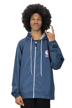 Jaqueta NBA Corta Vento Resicolor Logo Capuz Azul