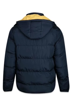 Jaqueta New Era Puffer Capuz Removível MLB Brooklyn Dodgers Preto/Amarelo