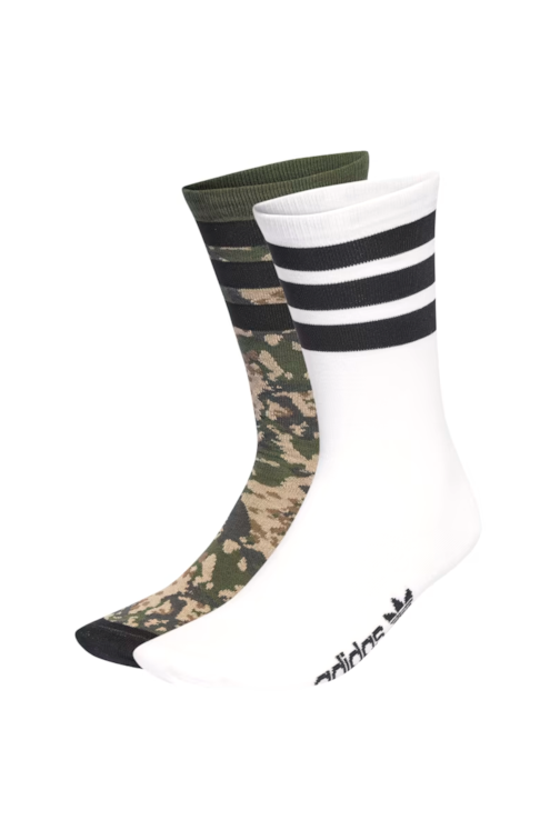 Meia Adidas Camo Crew 2 Pares Camuflado/Branco