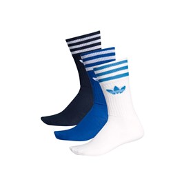 Meia Adidas Crew Socks 3 Pares Branco/Azul/Preto