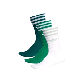 Meia Adidas Crew Socks 3 Pares Branco/Verde/Verde Escuro