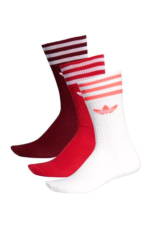Meia Adidas Crew Socks 3 Pares Branco/Vermelho/Bordo