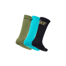 Meia Nike Sportswear Everyday Essential Kit 3 Pares Preto/Verde/Azul -  NewSkull