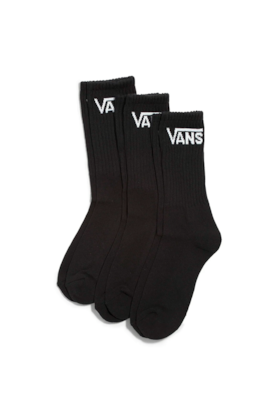 Meia Vans Classic Crew Infantil 3 Pares Preto