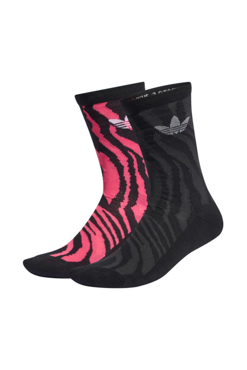 Meias Adidas Animal Print 2 Pares Preto/Rosa