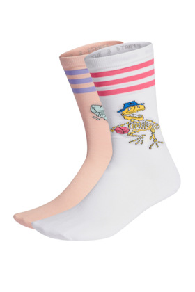 Meias Adidas Estampadas Fun 2 Pares Branca/Rosa Meias Adidas Estampadas Fun 2 Pares Branca/Rosa
