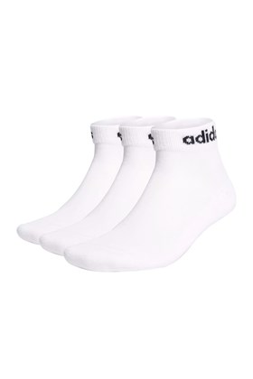 Meias Adidas Linear Ankle Cushioned 3 Pares Branco