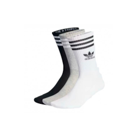 Meias Adidas Mid Crew 3 Pares Branco/Cinza/Preto