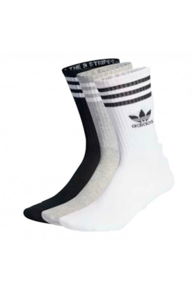 Meias Adidas Mid Crew 3 Pares Branco/Cinza/Preto