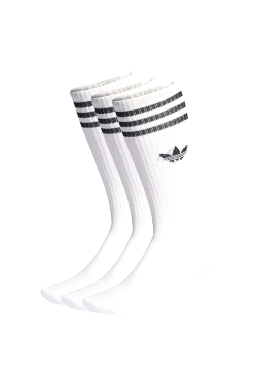 Meias Adidas Solid Crew 3 Pares Branco/Preto