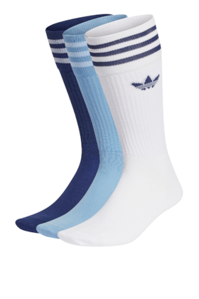 Meias Adidas Solid Crew Kit 3 Pares Branco/Azul Meias Adidas Solid Crew Kit 3 Pares Branco/Azul