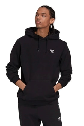 Moletom Adidas Capuz Adicolor Essentials Trefoil Preto/Branco Moletom Adidas Capuz Adicolor Essentials Trefoil Preto/Branco