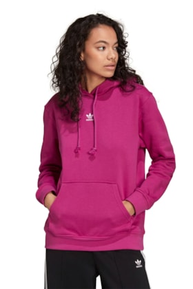 Moletom Adidas Capuz Fleece Adicolor Essentials Rosa/Branco Moletom Adidas Capuz Fleece Adicolor Essentials Rosa/Branco