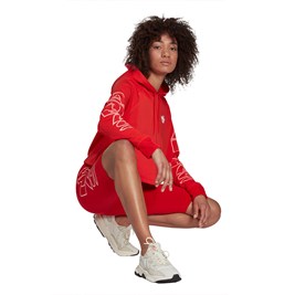 Moletom Adidas Cropped Hoodie Feminino Vermelho/Branco