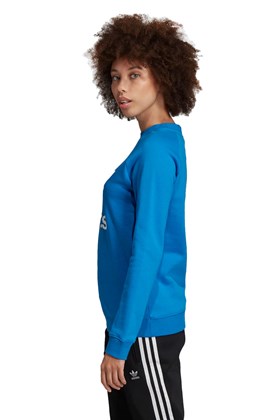 Moletom Adidas Trefoil Careca Femininio Azul