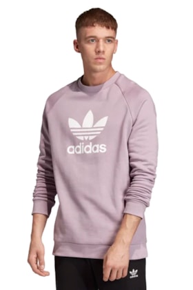 Moletom Adidas Trefoil warm-up Crew Careca Roxo Moletom Adidas Trefoil warm-up Crew Careca Roxo