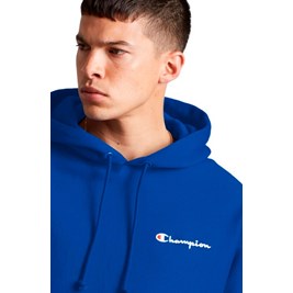 Moletom Champion Canguru Life T Reverse Weave Script Logo Azul/Branco