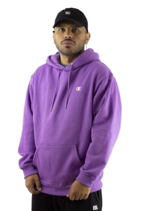 Moletom Champion Canguru Super Fleece C Logo Embroidery Color Roxo/Branco Moletom Champion Canguru Super Fleece C Logo Embroidery Color Roxo/Branco