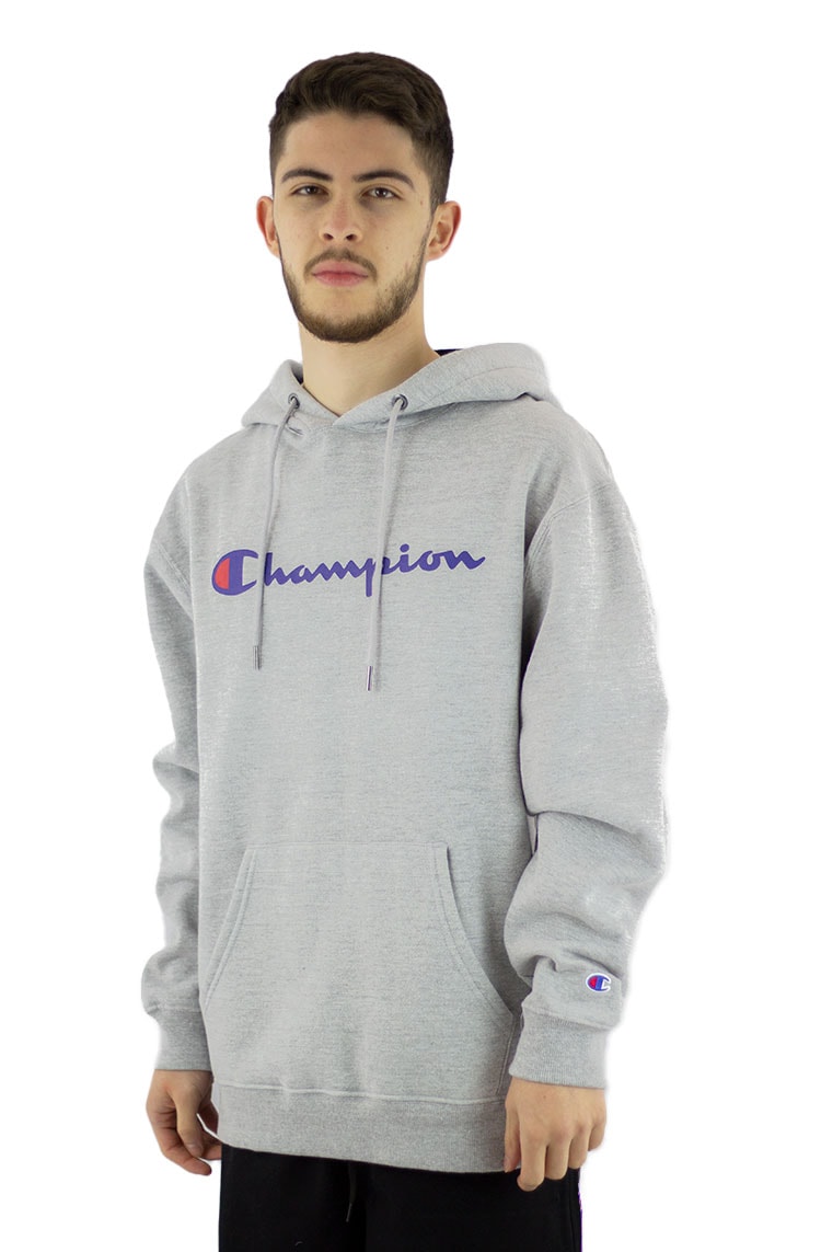champion men's powerblend screen print pullover moletom com capuz