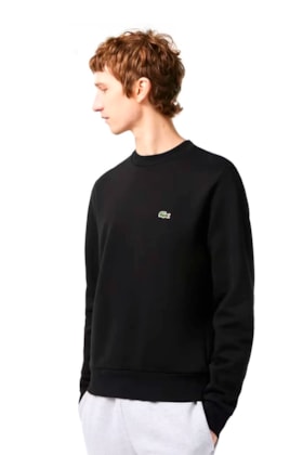 Moletom Lacoste Masculino Classic Gola Careca Preto