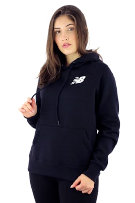 Moletom New Balance Canguru Feminino Capuz Preto Moletom New Balance Canguru Feminino Capuz Preto