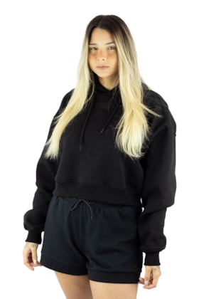 Moletom NewSkull Cropped Feminino Bordado Preto/Preto Moletom NewSkull Cropped Feminino Bordado Preto/Preto