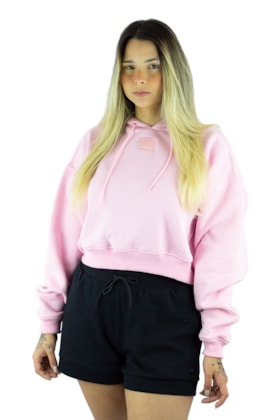 Moletom NewSkull Cropped Feminino Bordado Rosa/Rosa Moletom NewSkull Cropped Feminino Bordado Rosa/Rosa