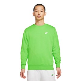 Moletom Nike Club Crew French Verde/Branco