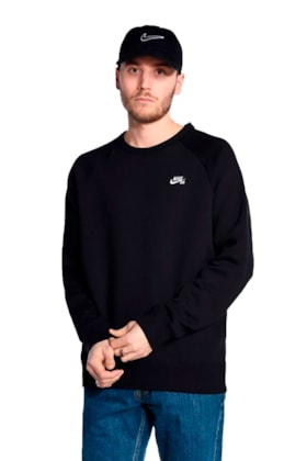 Moletom Nike SB Icon Crew Careca Preto Moletom Nike SB Icon Crew Careca Preto