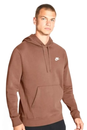 Moletom Nike Sportswear Club Fleece Marrom/Branco Moletom Nike Sportswear Club Fleece Marrom/Branco