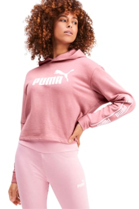 Moletom Puma Amplified Cropped Capuz Feminino Rosa Moletom Puma Amplified Cropped Capuz Feminino Rosa