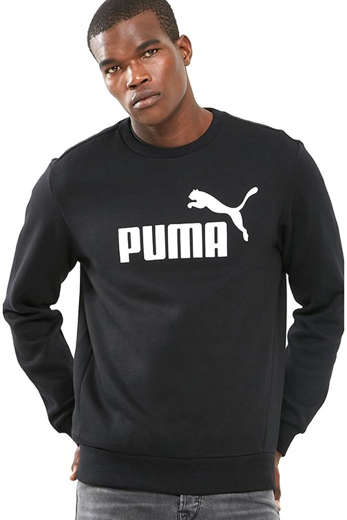 Moletom Puma Essentials Logo Big Crew Sweat Careca Preto