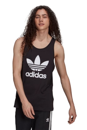 Regata Adidas Adicolor Classics Trefoil Preta/Branca Regata Adidas Adicolor Classics Trefoil Preta/Branca
