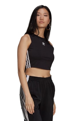 Regata Adidas Cropped Adicolor Classics Preto/Branco Regata Adidas Cropped Adicolor Classics Preto/Branco