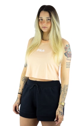 Regata Fila Cropped Letter Feminina Salmão/Branca Regata Fila Cropped Letter Feminina Salmão/Branca