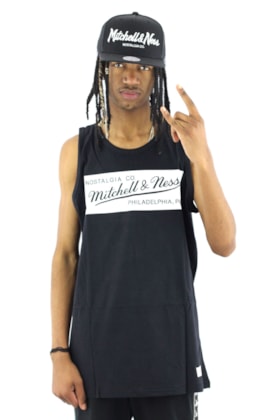 Regata Mitchell e Ness Logo Box Preta Regata Mitchell e Ness Logo Box Preta