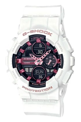 Relógio Casio G-Shock Digital Analogico GMA-S140M-7ADR Branco/ Preto/Rosa