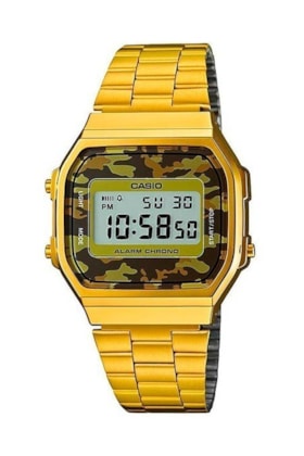 Relógio Casio Vintage Dourado Camuflado A168WEGC-3DF Relógio Casio Vintage Dourado Camuflado A168WEGC-3DF